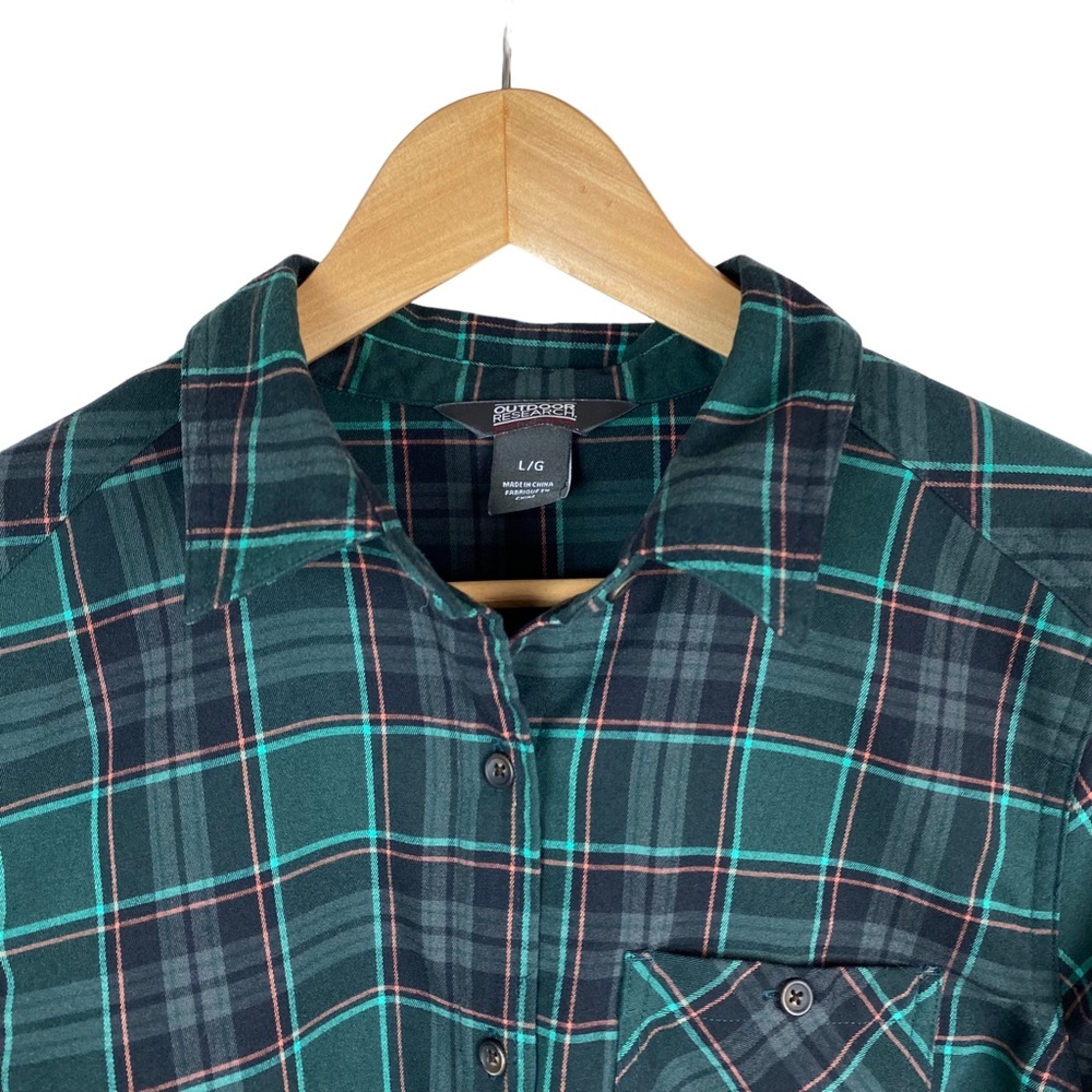 Outdoor Research Womens Shirt Size Large Cedar Cove Tunic Green Button Front - Picture 7 of 10